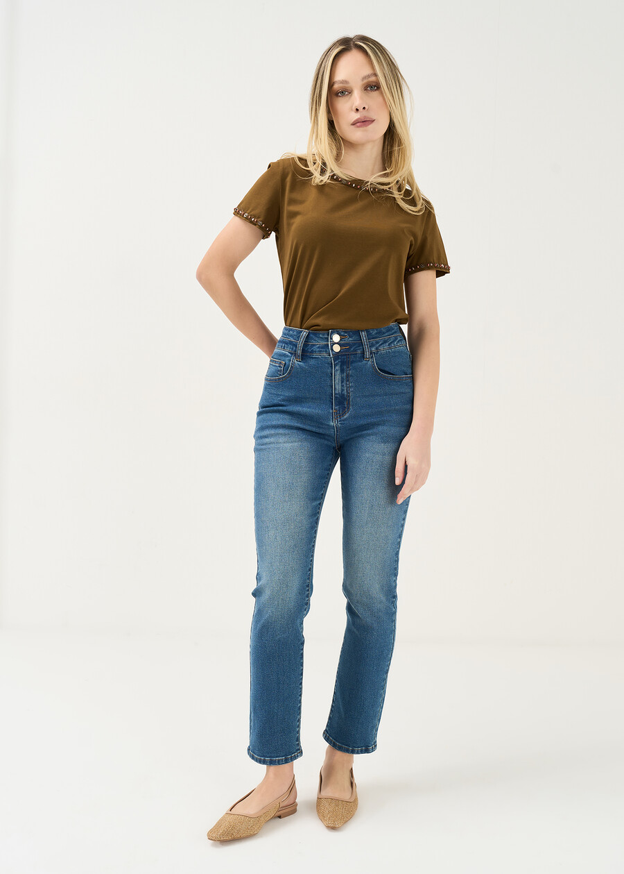 Serena T-shirt with bead detailing MARRONE Woman , image number 4