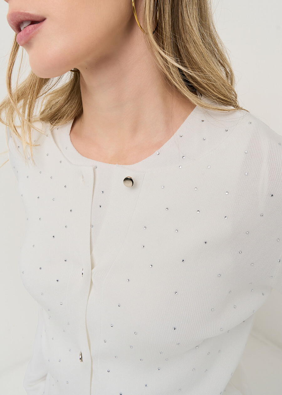 Charil cardigan with strass BIANCO WHITE Woman , image number 2