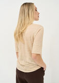 Skyper linen V-neck T-shirt BEIGEMARRONEBIANCO WHITE Woman image number 4