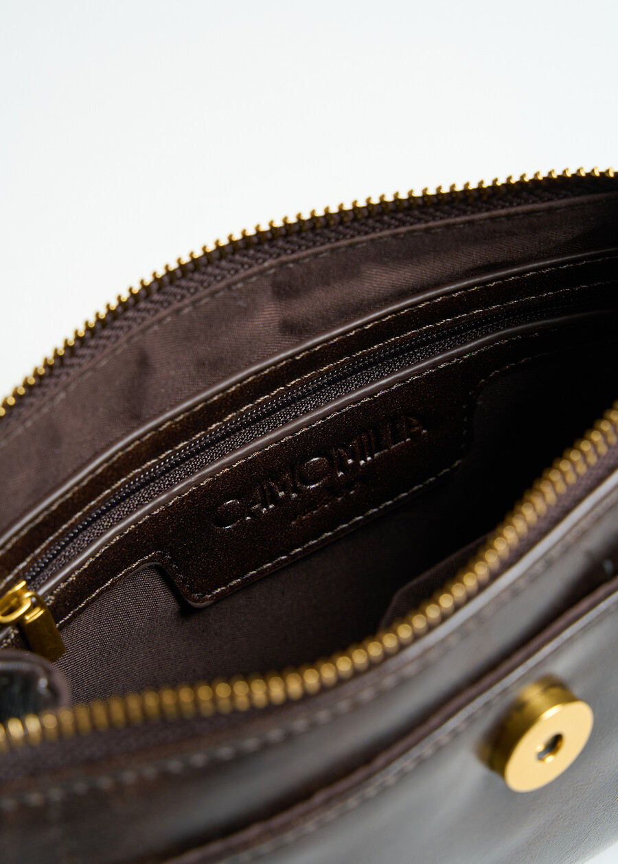 Badia brushed faux-leather clutch MARRONE Woman , image number 4