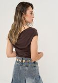 Avon asymmetric neck T-shirt MARRONE FANGO Woman image number 3