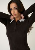 Monika ribbed polo-collar jumper MARRONE MOKA Woman image number 2