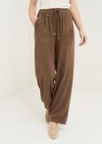 Poly viscose and linen trousers MARRONE Woman image number 2