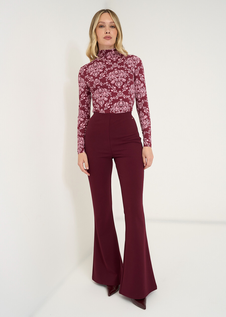 Stef printed high-neck t-shirt ROSSO BORDEAUX Woman , image number 4