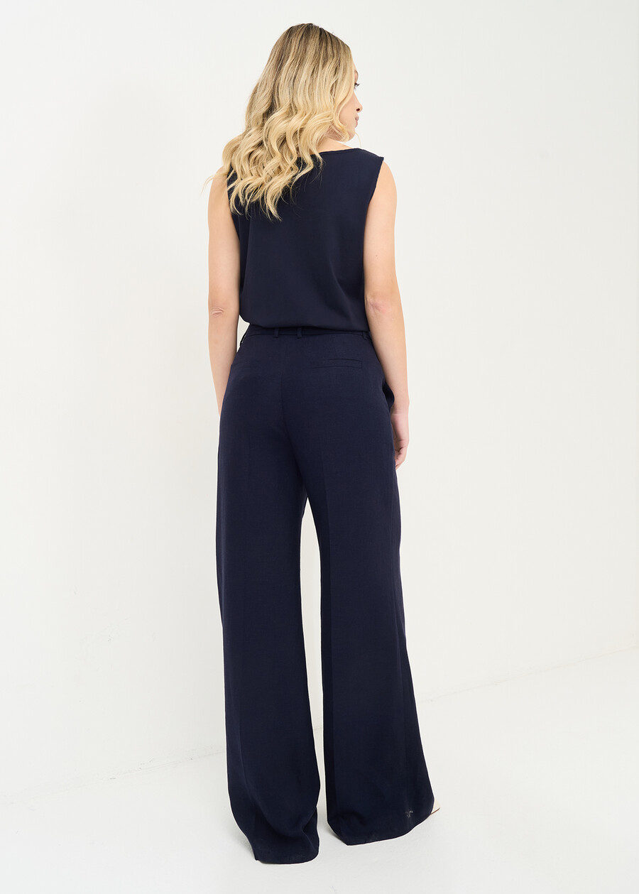 Paky linen blend trousers MARRONEMABKSBLU Woman , image number 5