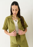 Camy linen and cotton shirt with lace VERDE Woman image number 2