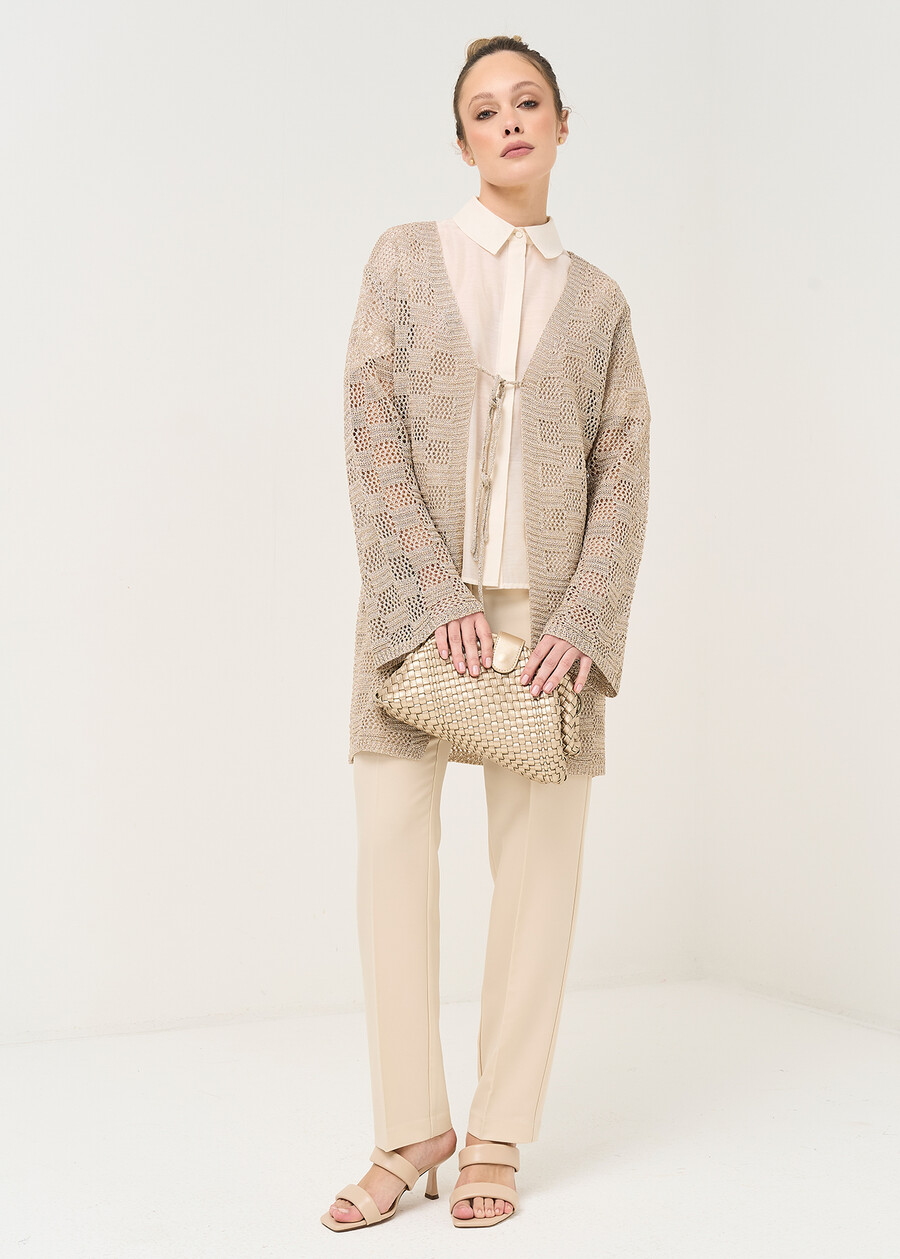 Carina long lurex cardigan GOLD Woman , image number 4