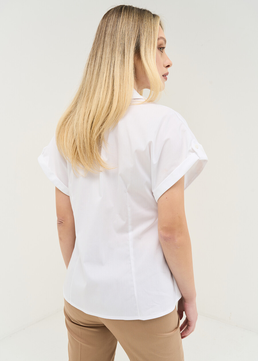 Cary stretch cotton shirt BIANCO WHITEBLU AVION Woman , image number 3