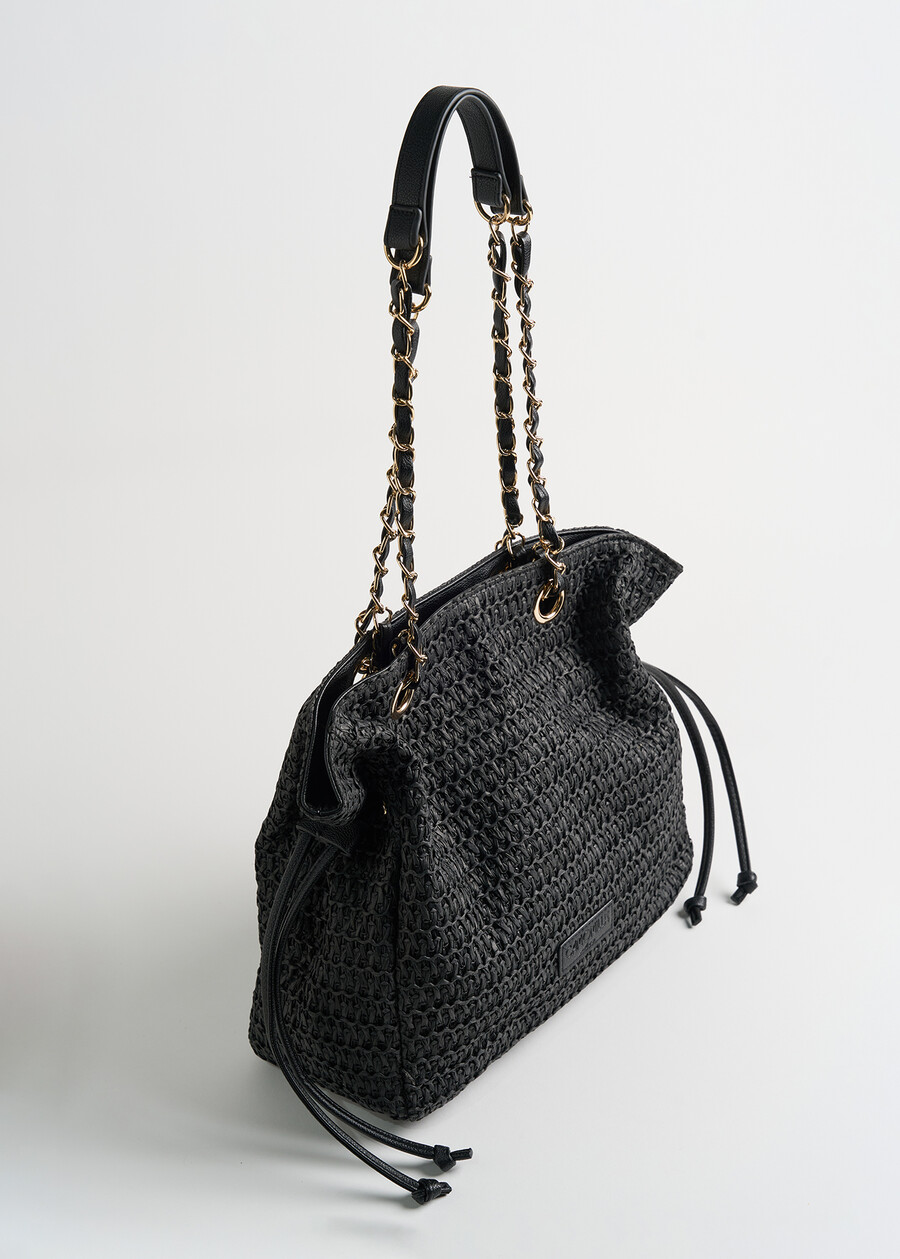Friends raffia drawstring bag BEIGENERO BLACK Woman , image number 3