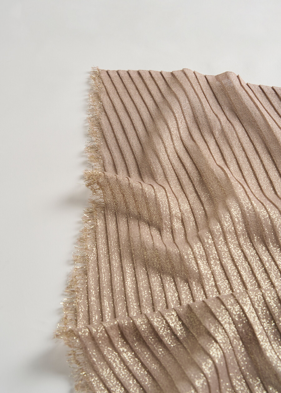 Suellen pleated lurex scarf BEIGE LATTEGOLD Woman , image number 3