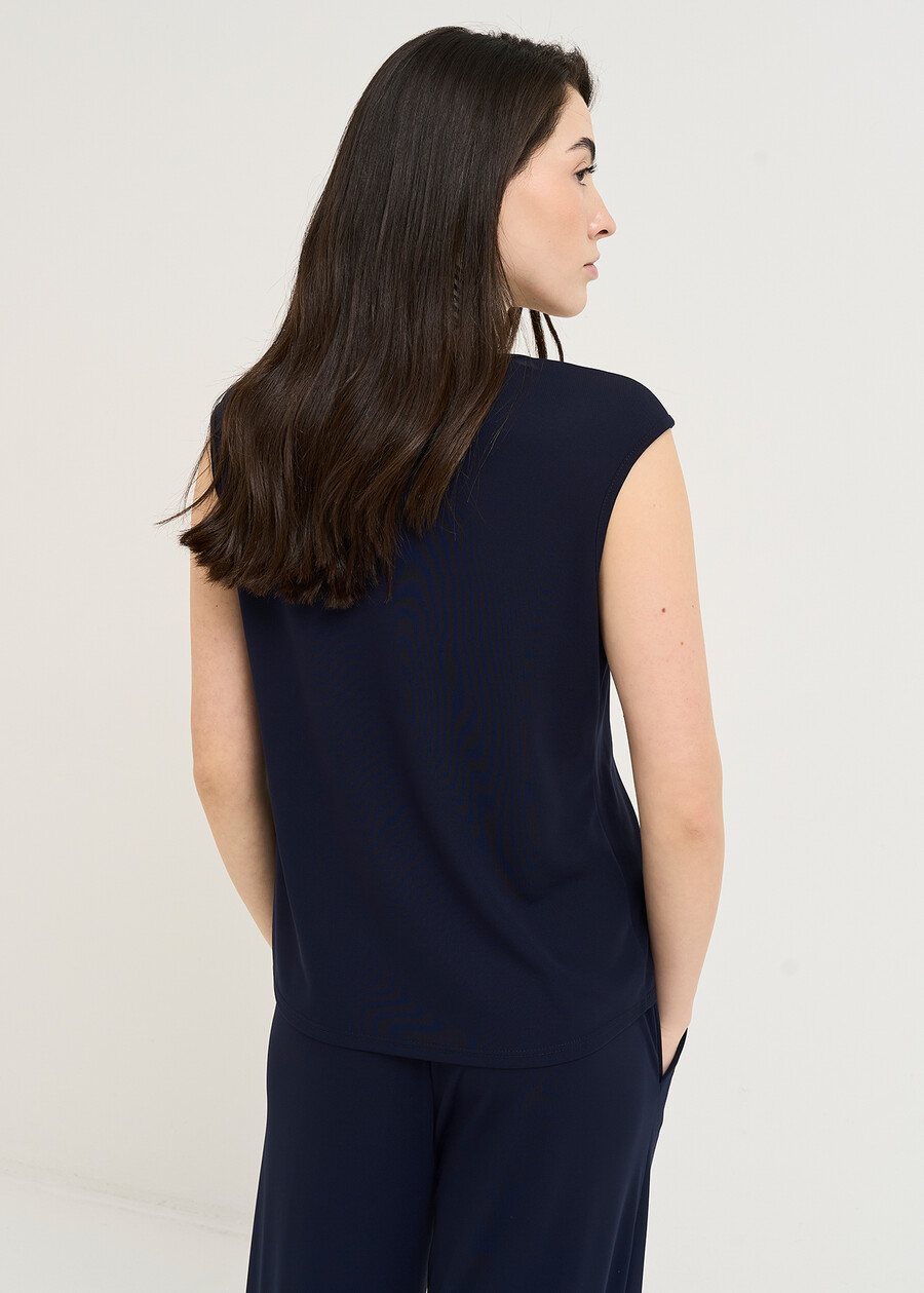 Tildy trapezoid neck jersey top BLU Woman , image number 3