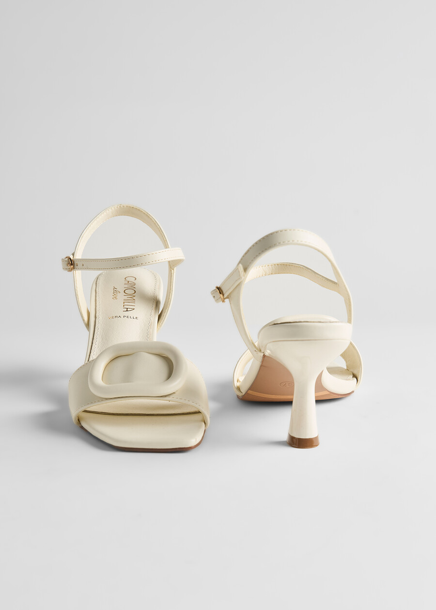 Sary heeled sandals with decor BEIGE LATTE Woman , image number 4