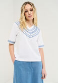 Syria T-shirt with geometric embroidery BIANCO WHITE Woman image number 1