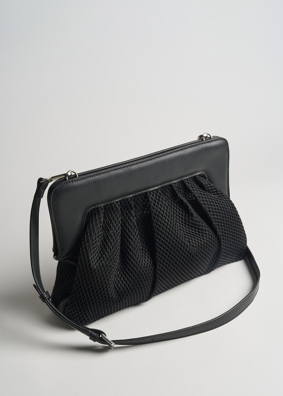 Blackey mesh fabric pochette BIANCO WHITENERO BLACK Woman , image number 2