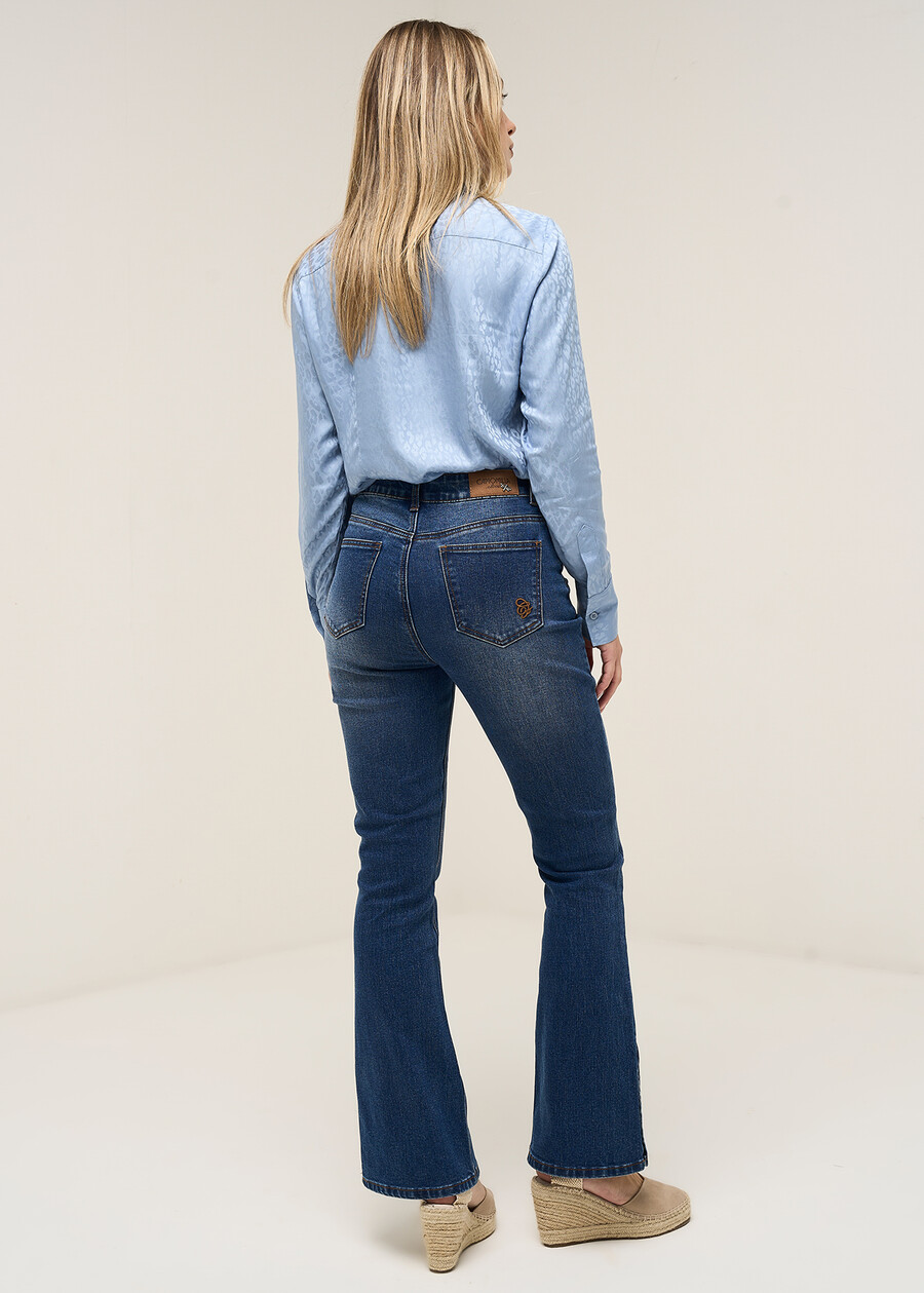 Cindy 5-pocket flare jeans with slit DENIM MEDIUM DENIM Woman , image number 6