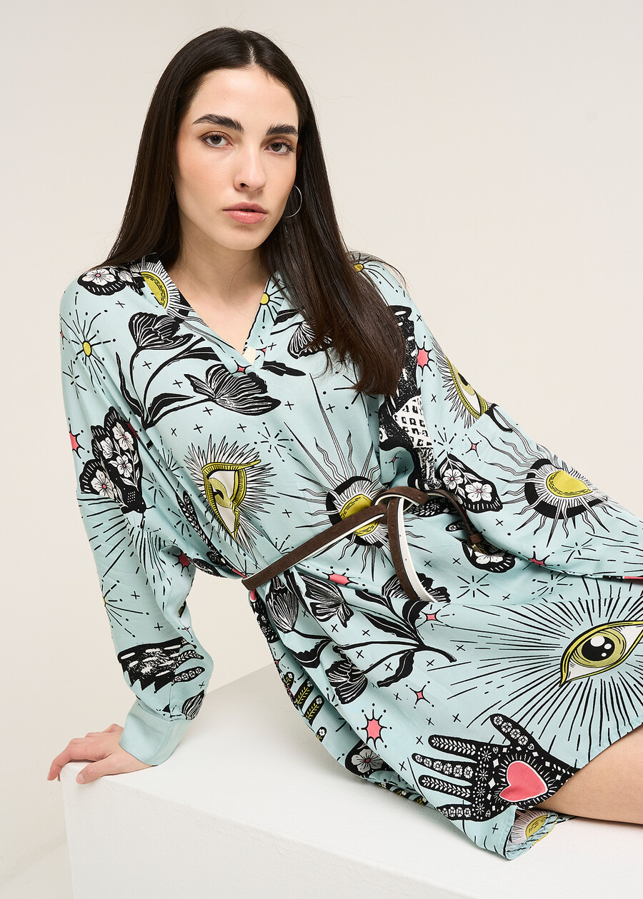 Cady long patterned shirt VERDE Woman , image number 2