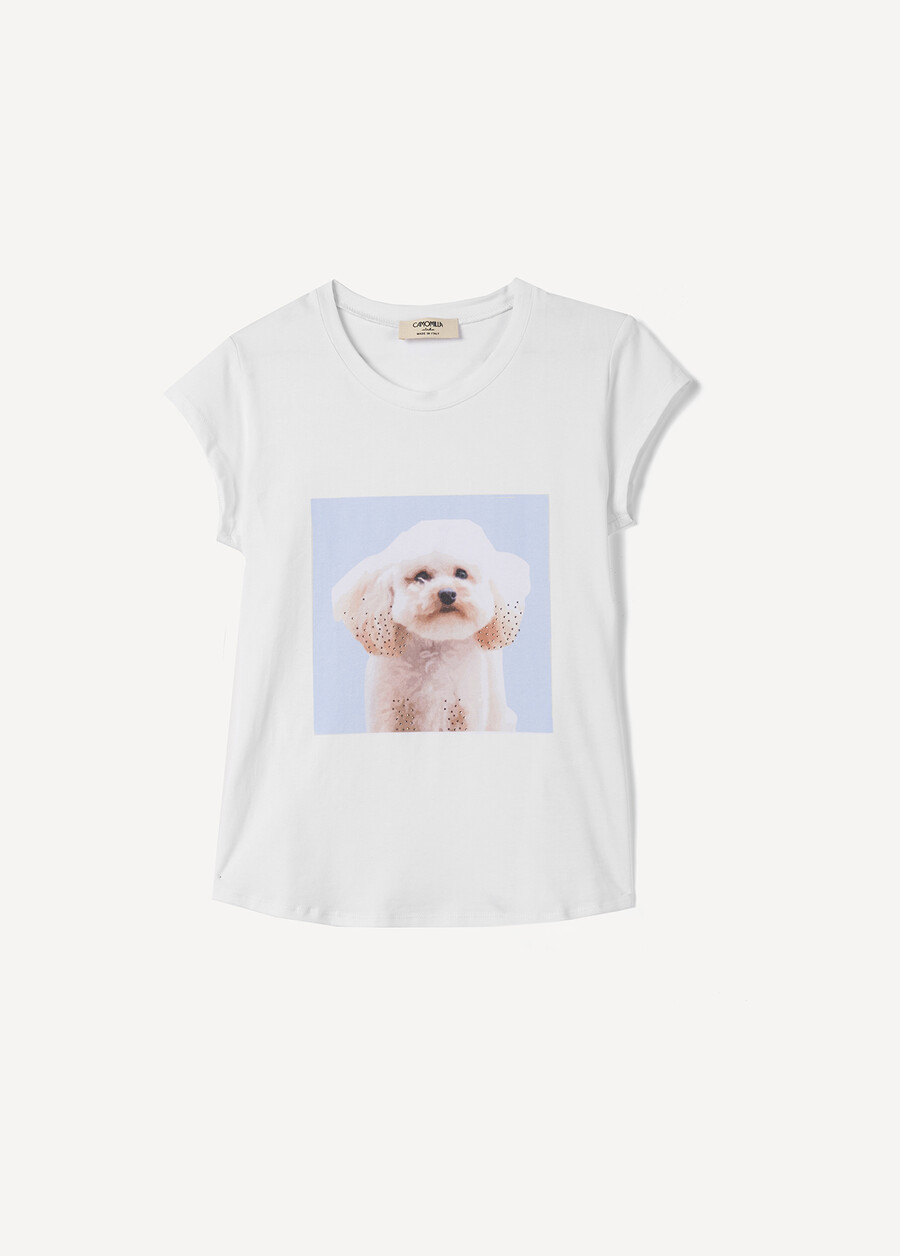 T-Shirt Siri &ldquo;Wear Love&rdquo; in Cotton with Dog Print BIANCO WHITE Woman , image number 4