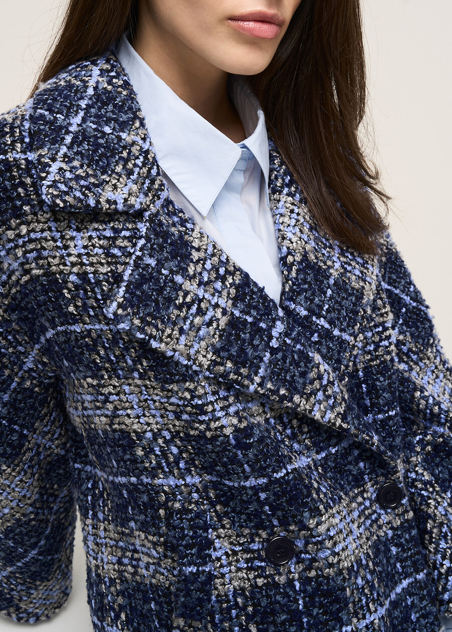 Carl checkered short coat BLU BLUE Woman , image number 3