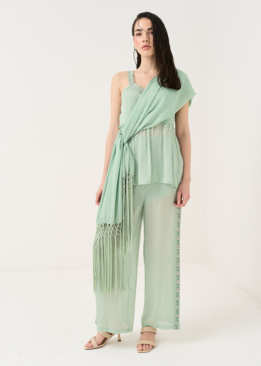Paki wide viscose trousers VERDE Woman , image number 1