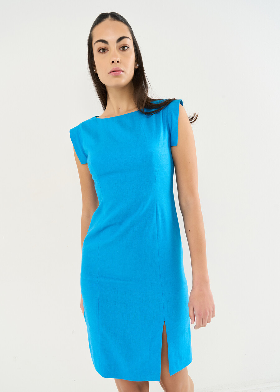 Afef linen blend sheath dress BLUROSABIANCO WHITE Woman , image number 2