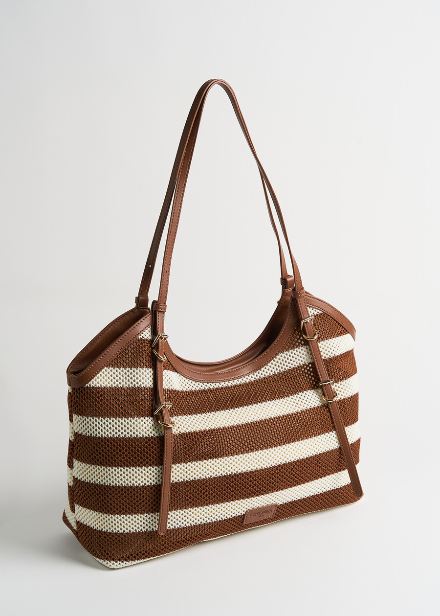 Beagle striped mesh shopping bag MARRONEBLU BLUE Woman , image number 2