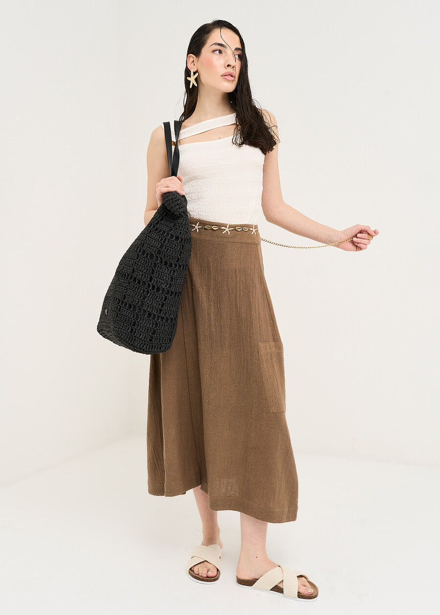 Gwen long cotton skirt MARRONE Woman , image number 1