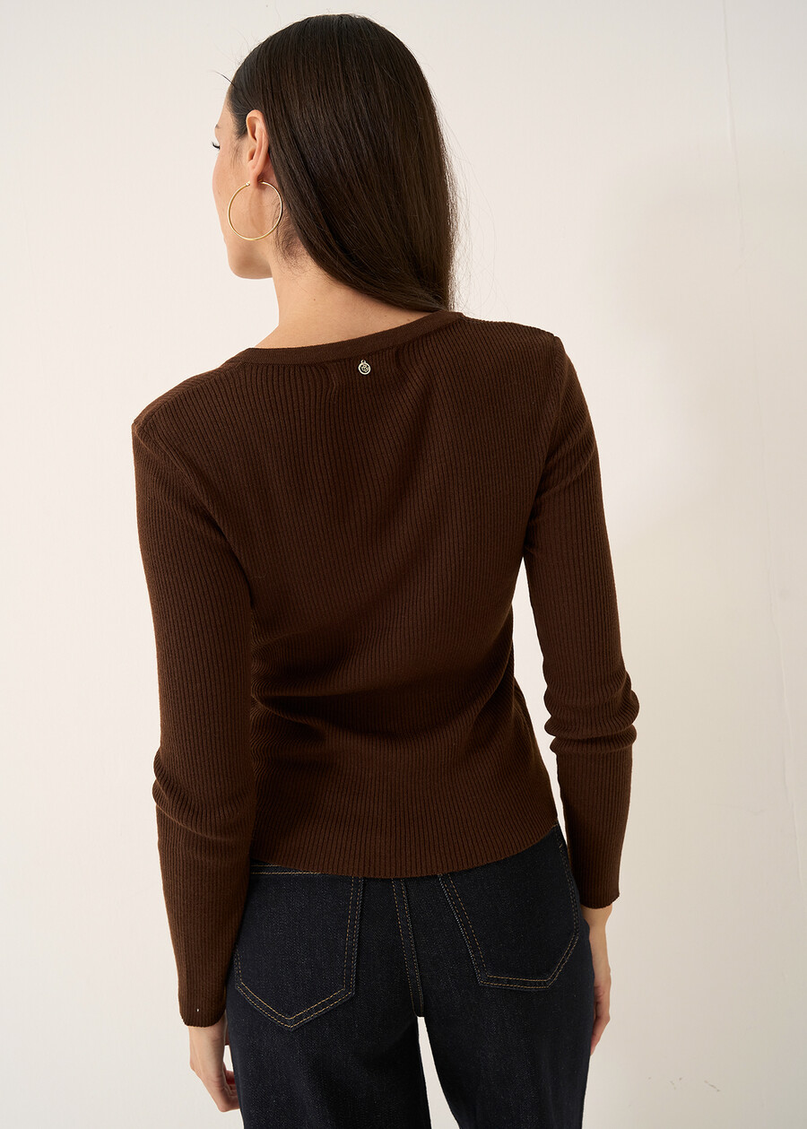 Mia 2-in-1 top with faux twin-set MARRONE Woman , image number 3