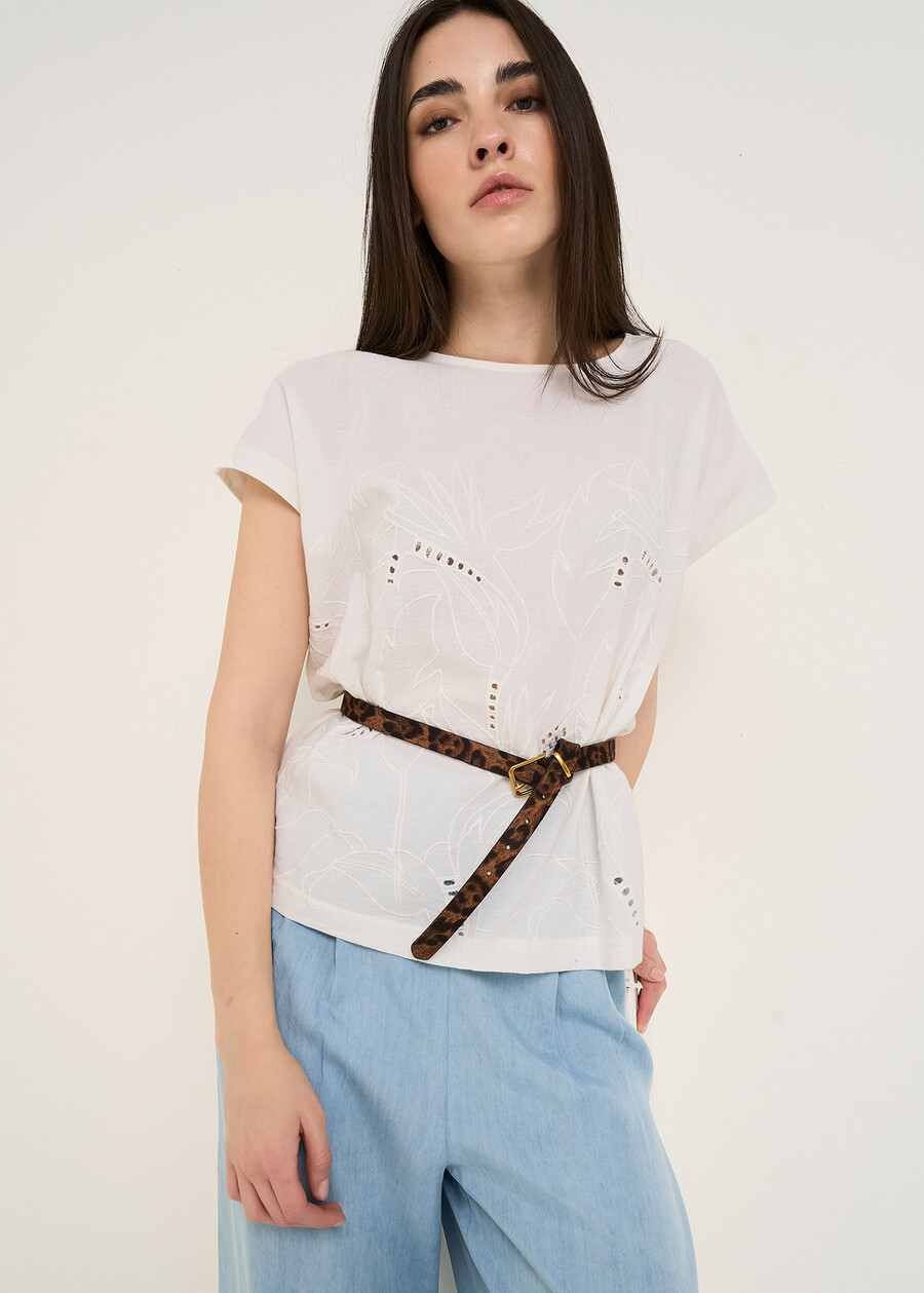 Stella cotton and embroidery T-shirt BEIGE LATTE Woman , image number 1