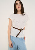 Stella cotton and embroidery T-shirt BEIGE LATTE Woman image number 1