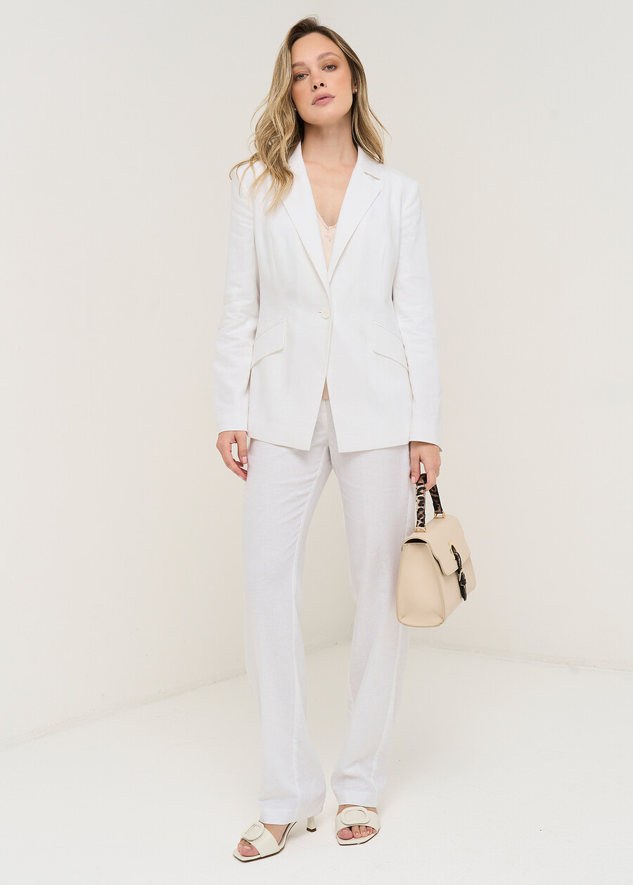 Giorgia-O linen blend trousers BLUROSABIANCO WHITEROSA FUCSIA Woman , image number 1
