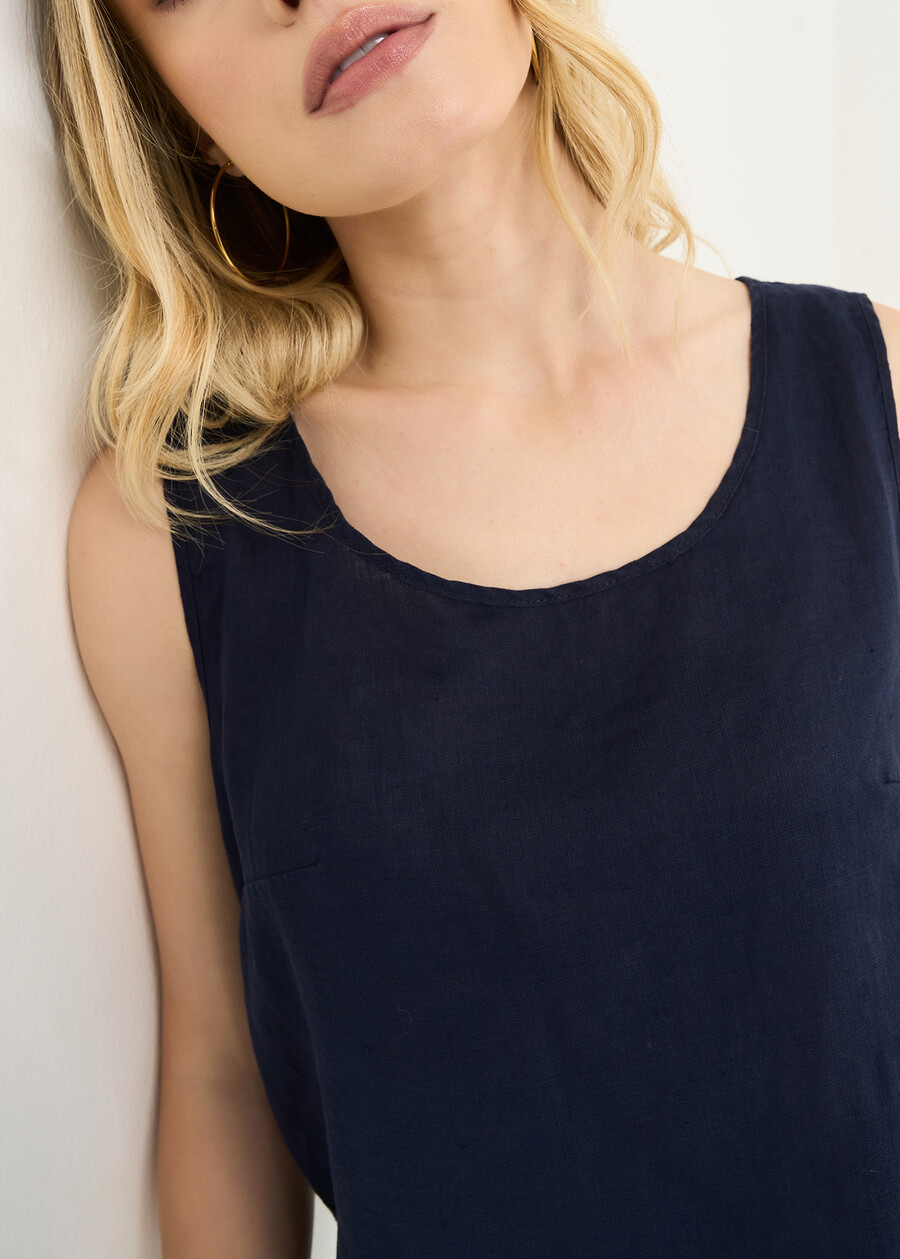 Titan linen and cotton tank top VERDEBLUROSA FUCSIABLU Woman , image number 2