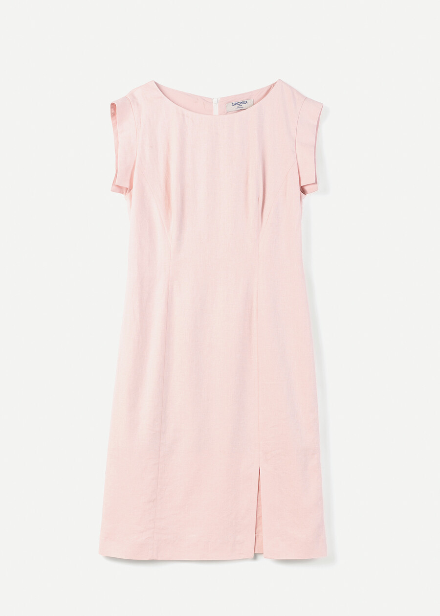 Afef linen blend sheath dress BLUROSABIANCO WHITE Woman , image number 5