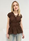 Tiago cotton top with flounce MARRONEVERDE Woman image number 1