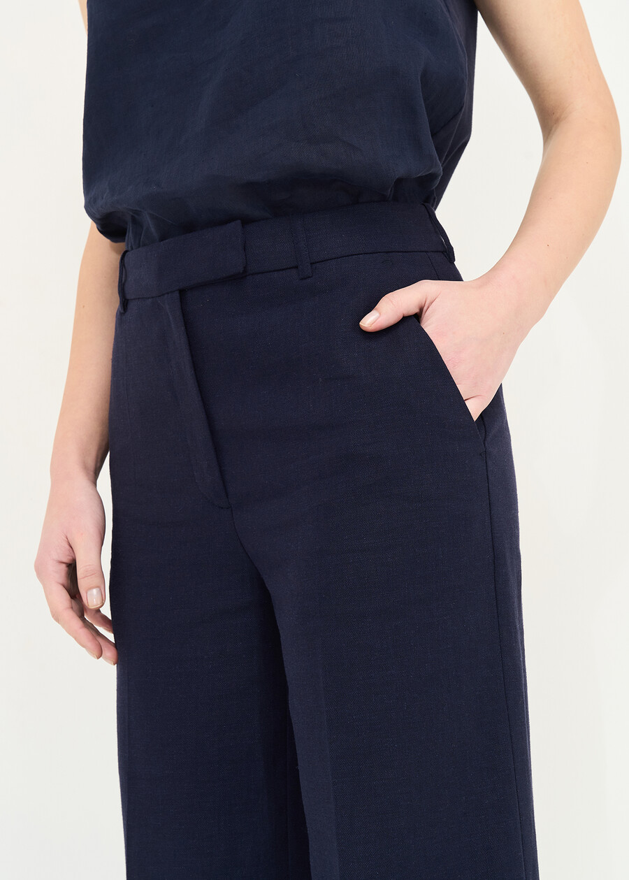 Paky linen blend trousers MARRONEMABKSBLU Woman , image number 4