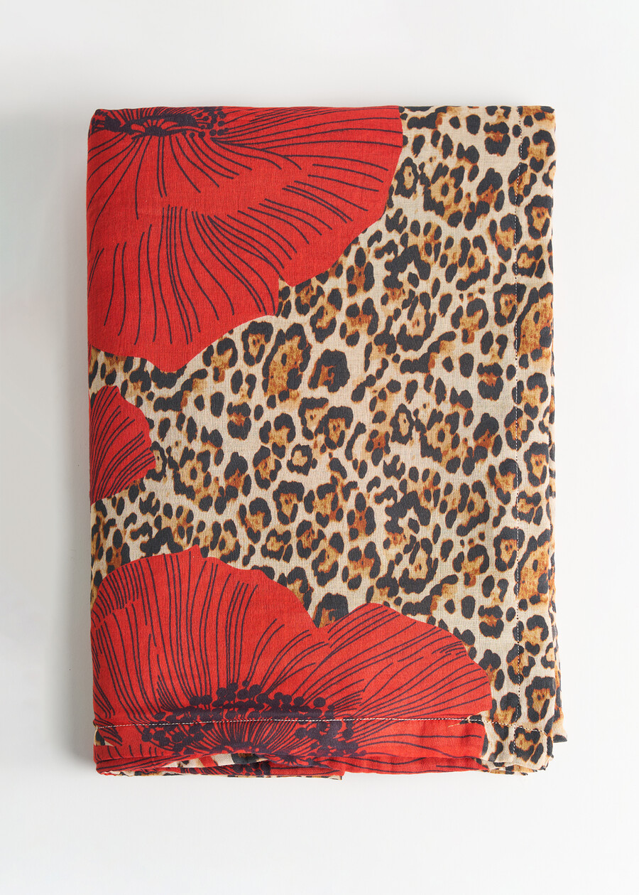 Tessa animalier and floral beach towel ROSSO Woman , image number 1
