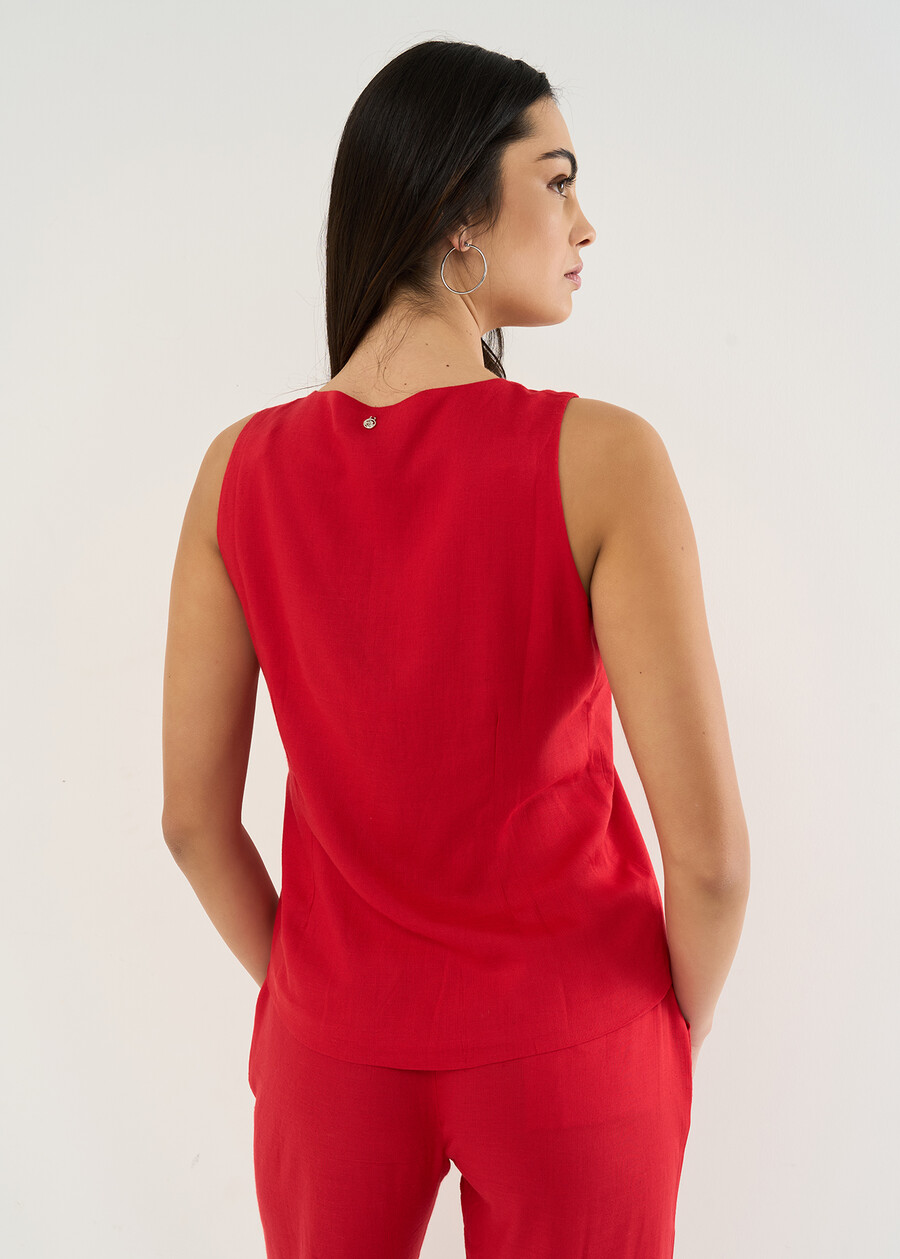 Glory linen blend waistcoat top ROSSO Woman , image number 3