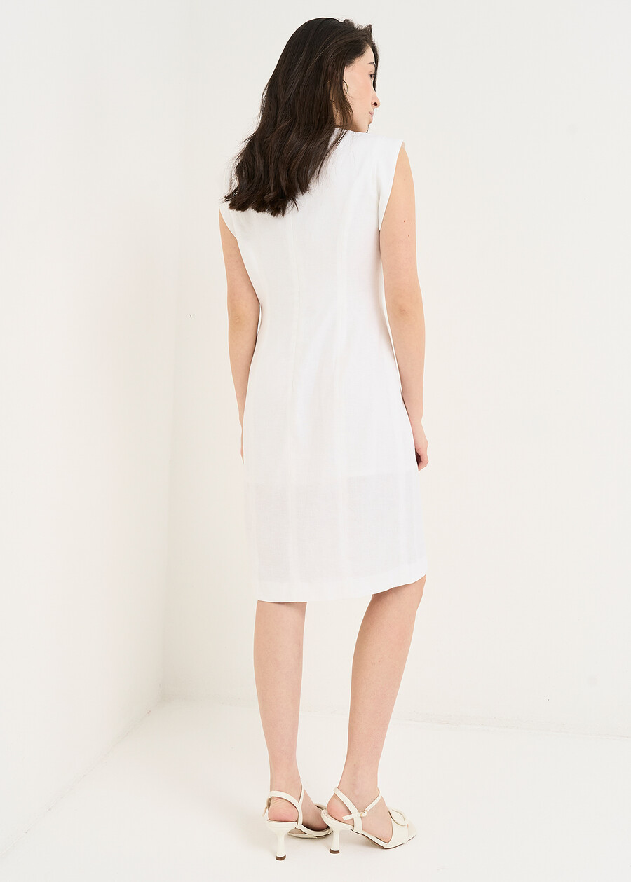Afef linen blend sheath dress BLUROSABIANCO WHITE Woman , image number 4