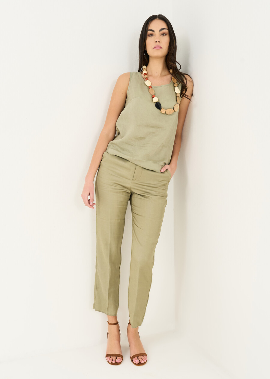 Titan linen and cotton tank top VERDEBLUROSA FUCSIABLU Woman , image number 4