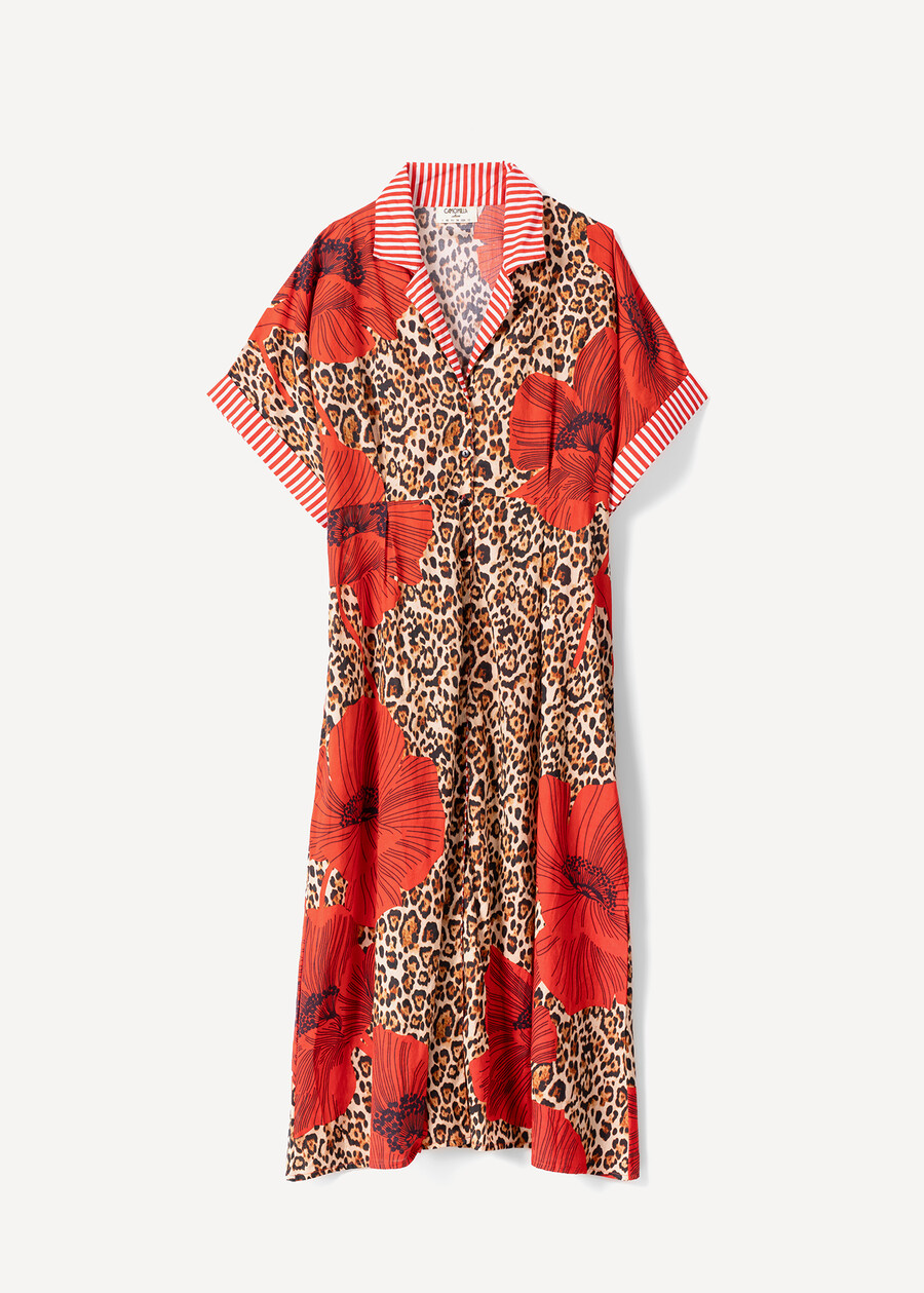 Amely midi dress in printed cotton ROSSO Woman , image number 4