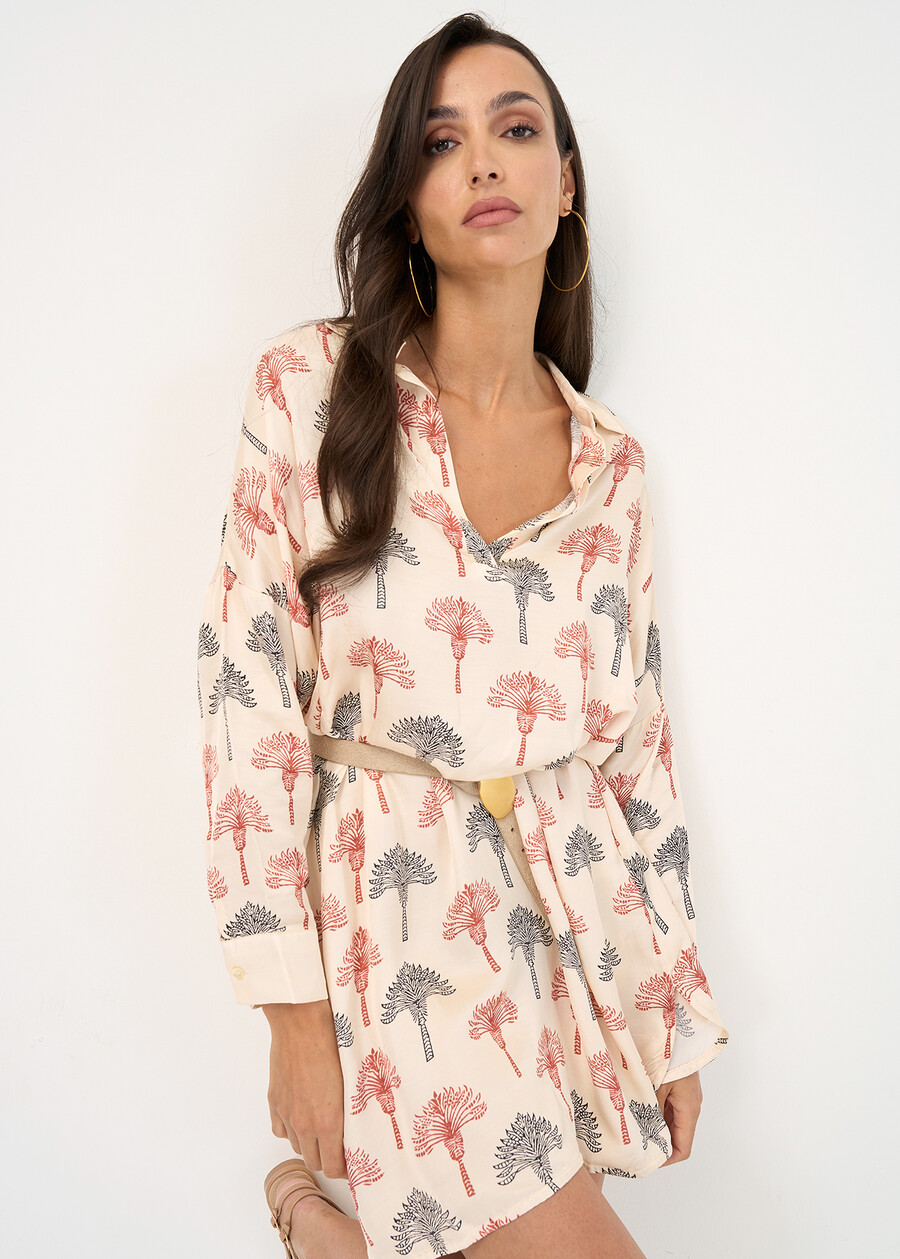 Cady V-neck maxi shirt BEIGE LATTE Woman , image number 2