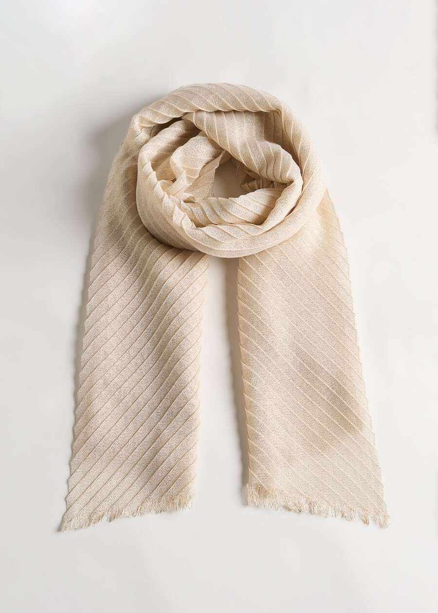 Suellen pleated lurex scarf BEIGE LATTEGOLD Woman , image number 1