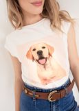 T-Shirt Silla &ldquo;Wear Love&rdquo; in Cotton with Dog Print BEIGE LATTE Woman image number 2