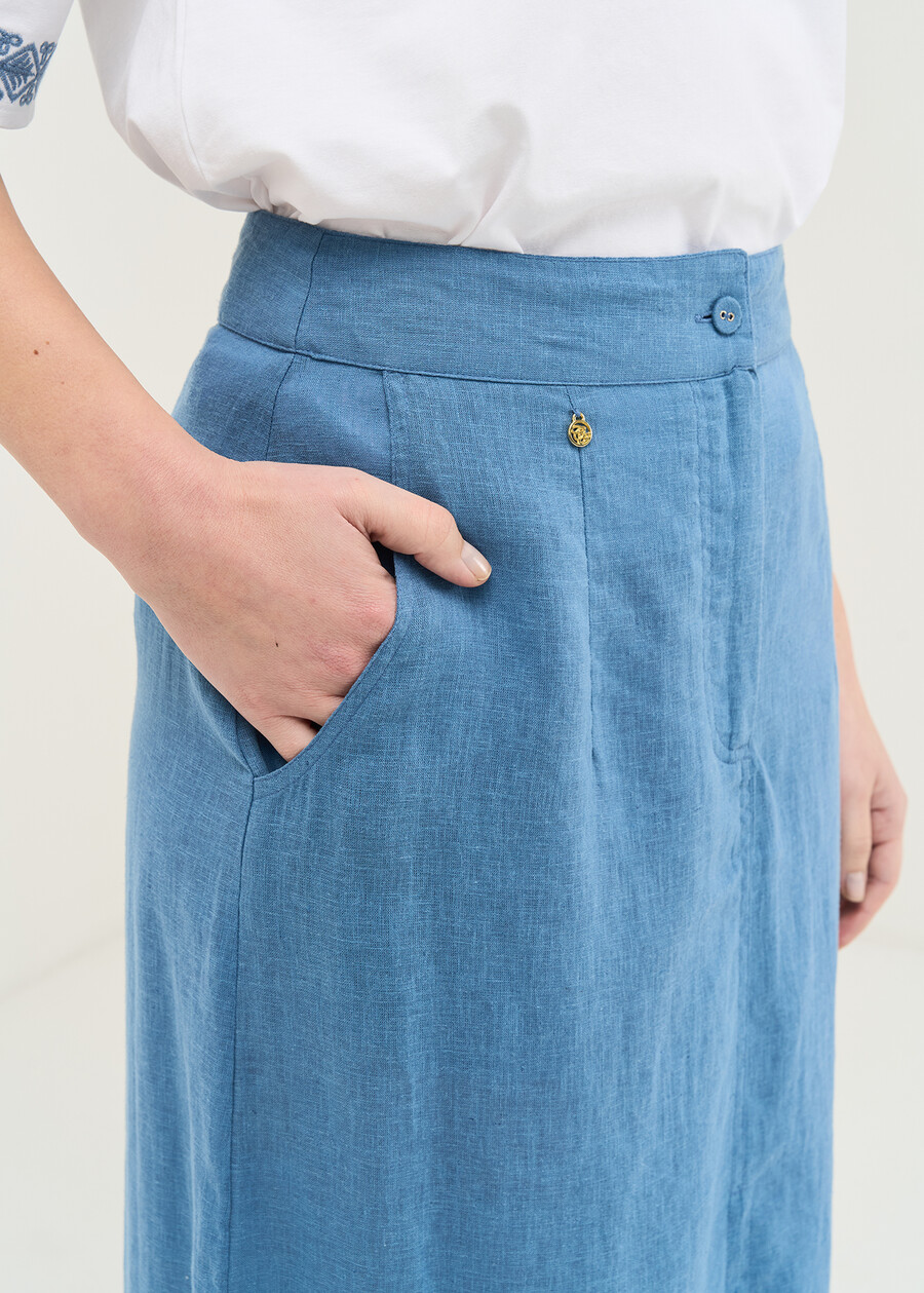 Gabriella long skirt in linen blend MARRONEBLU AVION Woman , image number 3
