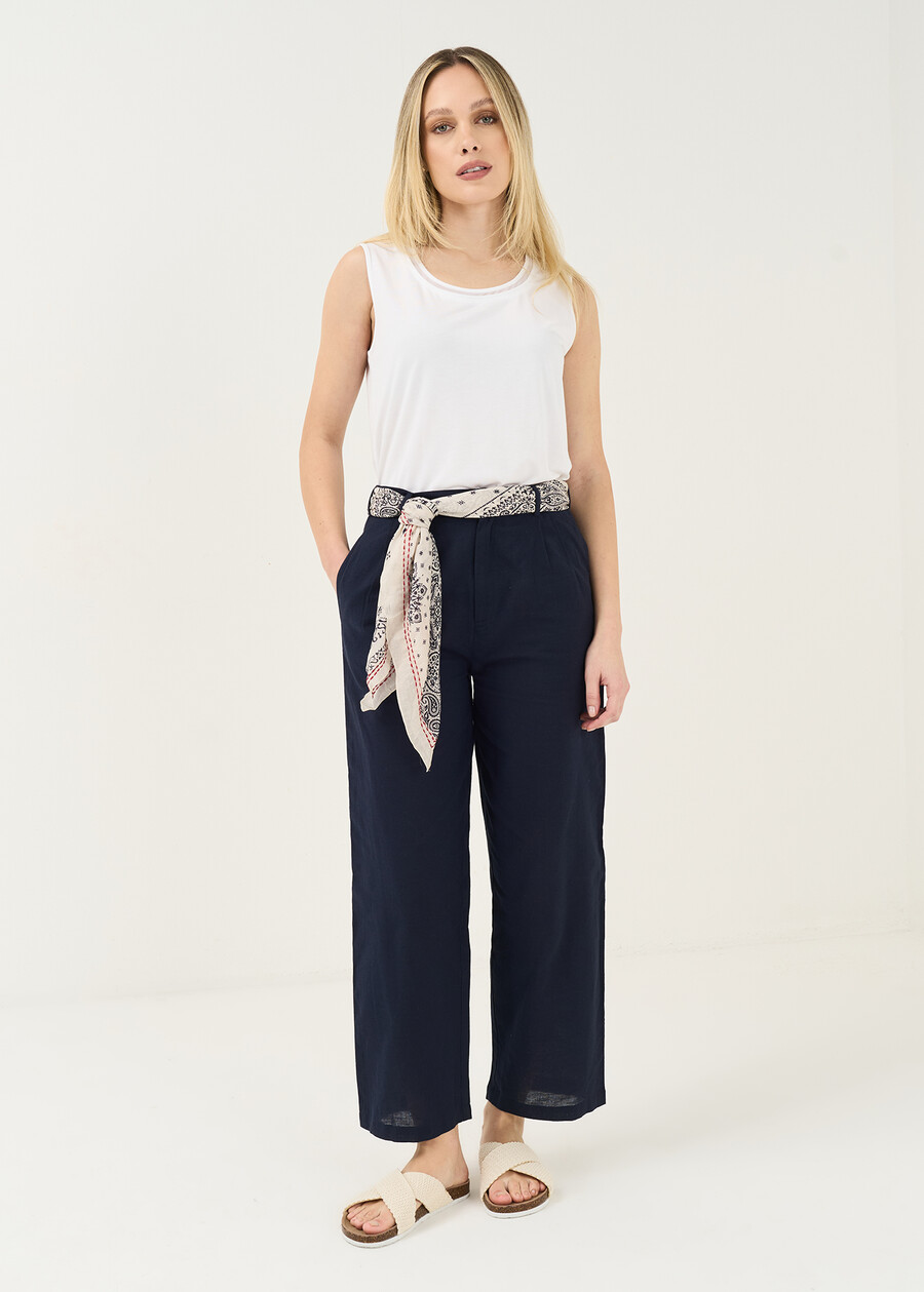 Percey cotton and linen capri pants BLU Woman , image number 2