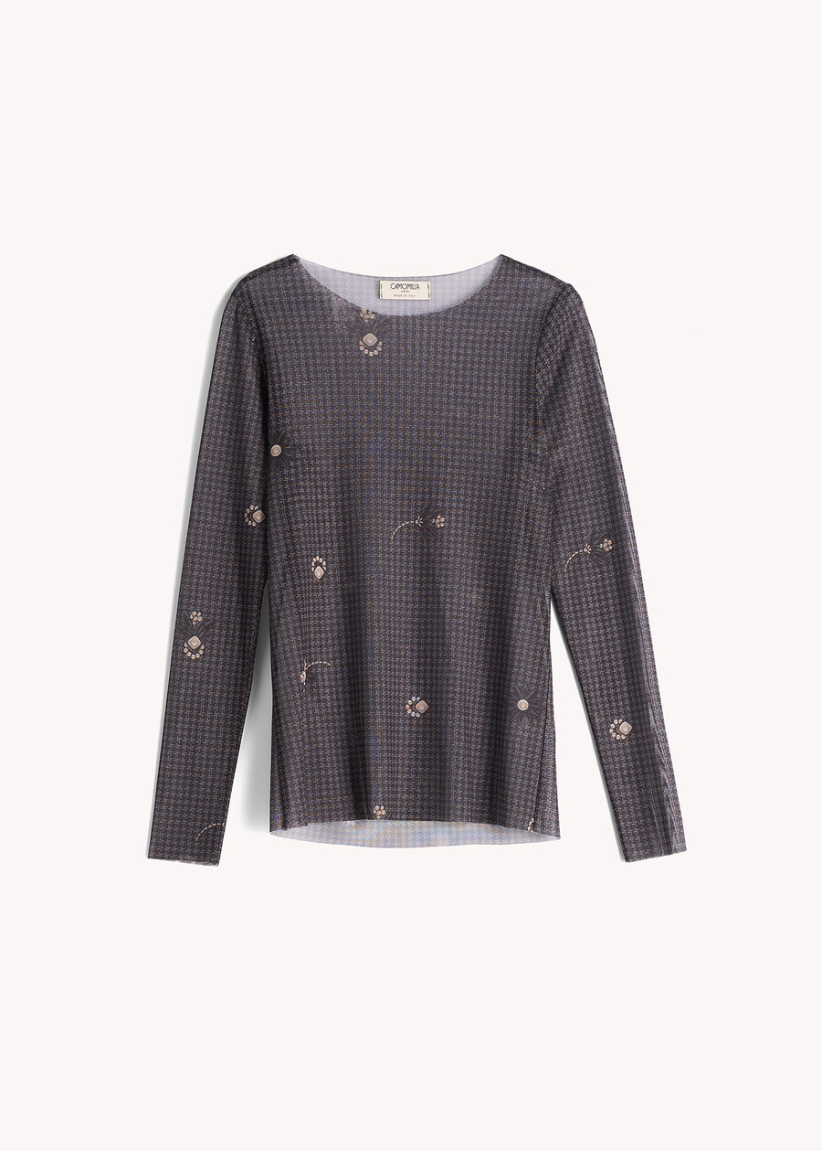 Silvia printed mesh t-shirt NERO BLACK Woman , image number 6