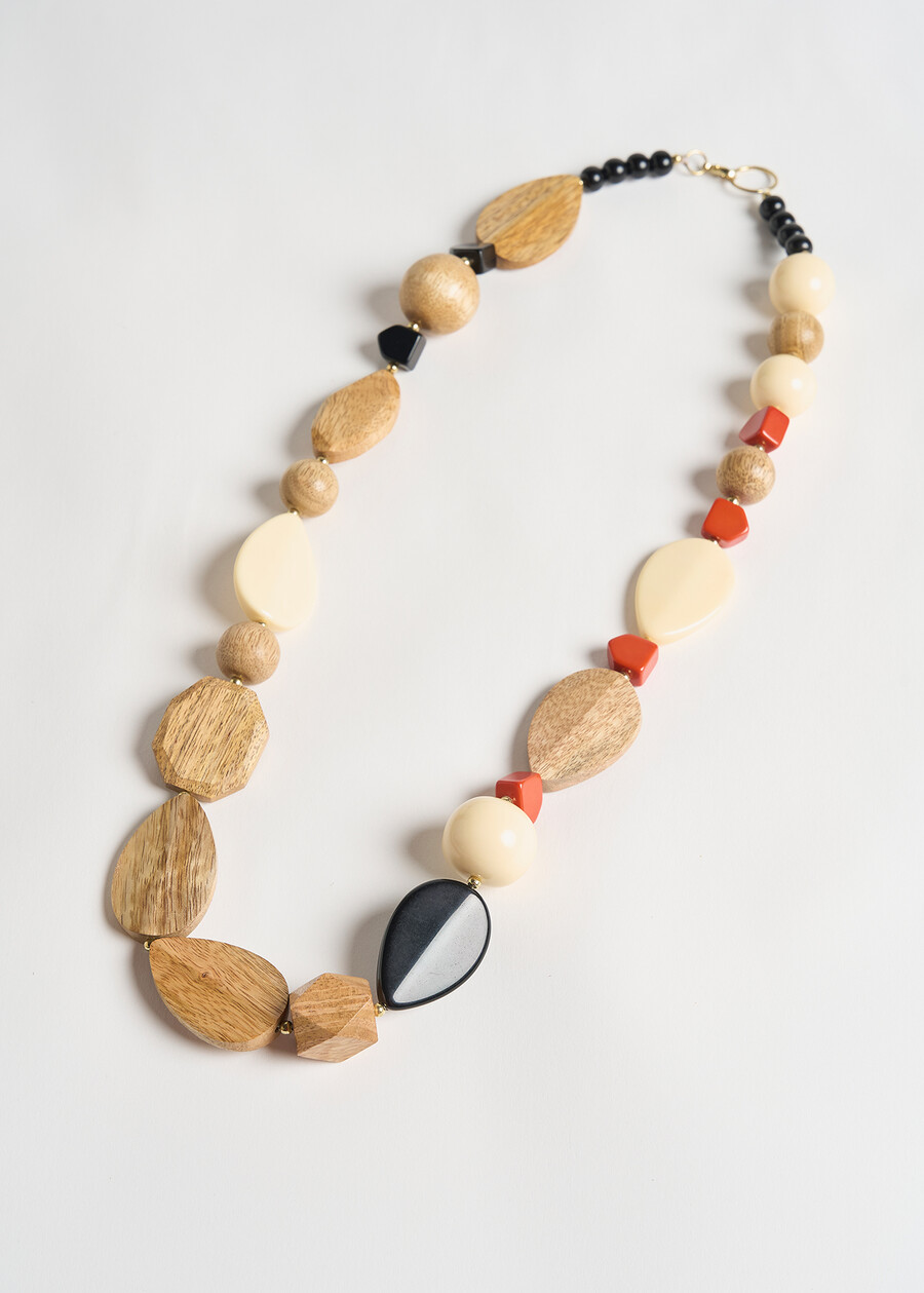 Gaylor wood and resin necklace MARRONE Woman , image number 2