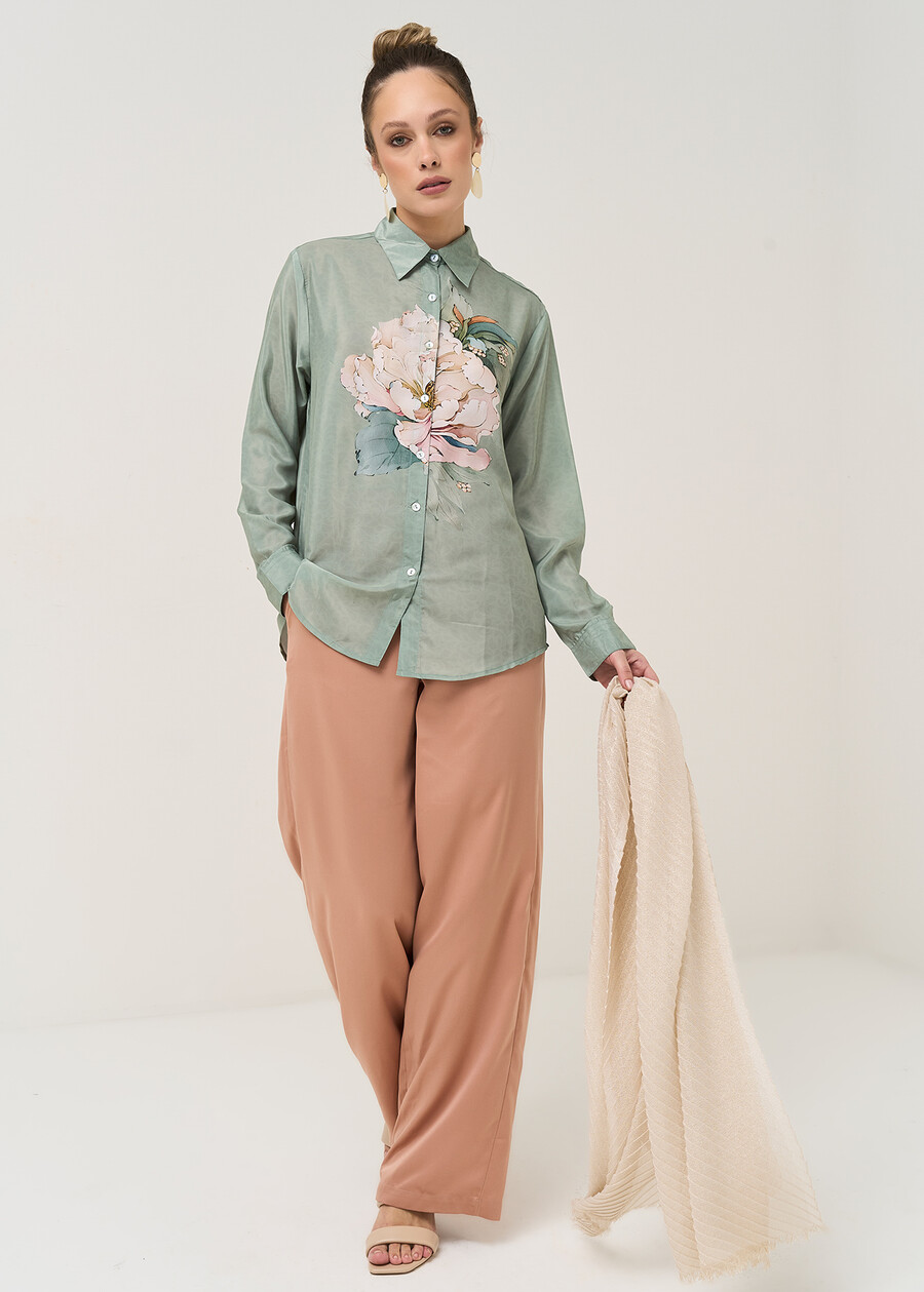 Cledy maxi flower print shirt VERDE Woman , image number 4