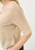 Skyper linen V-neck T-shirt BEIGEMARRONEBIANCO WHITE Woman image number 3