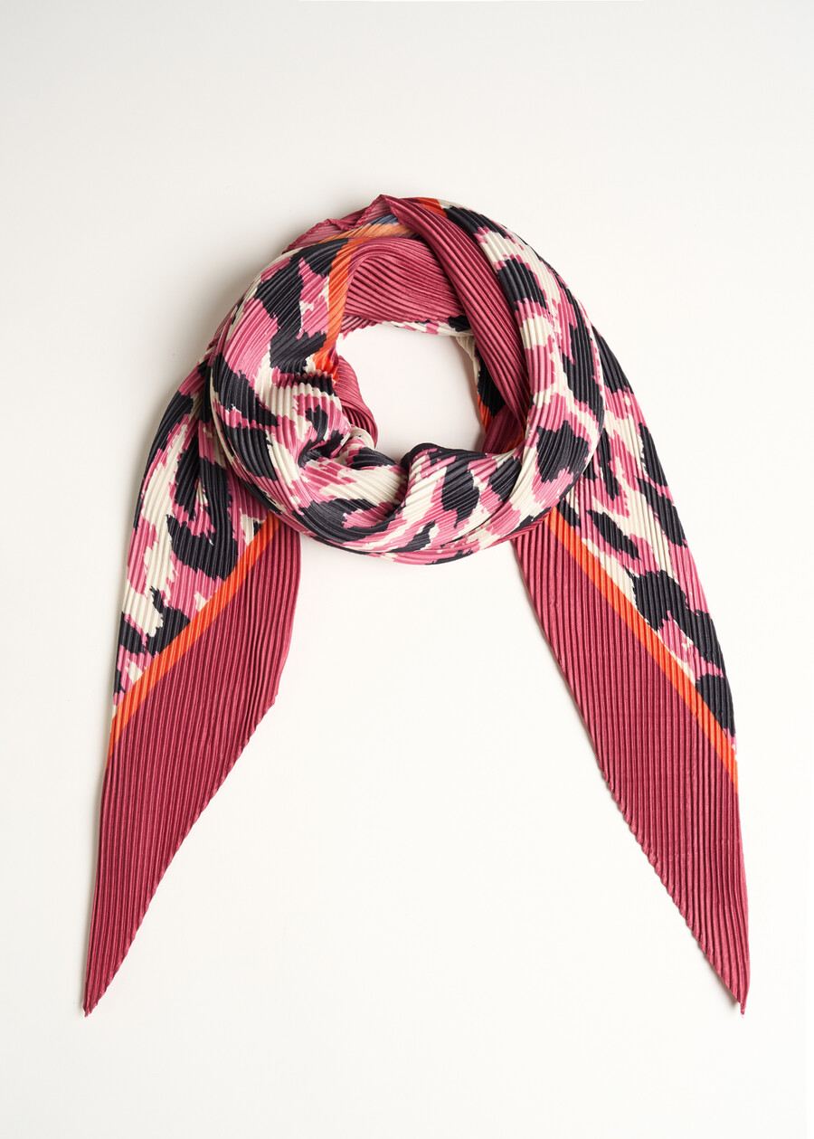 Stefany pleated animal print scarf ROSSO BORDEAUX Woman , image number 2
