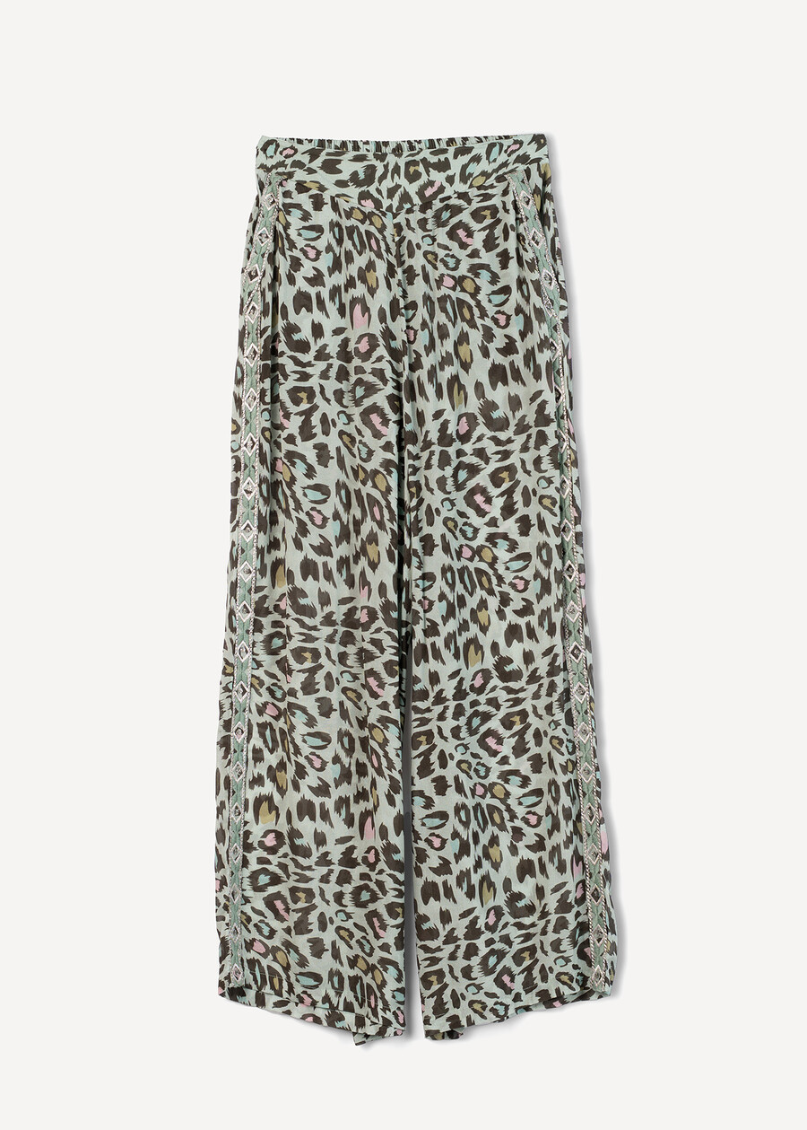 Packy wide animalier trousers VERDE AQUA Woman , image number 5